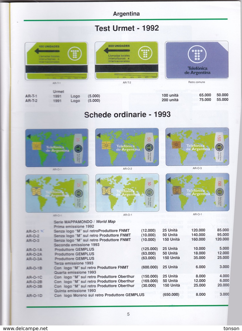 Phonecard Catalogue, Argentina. - Materiale