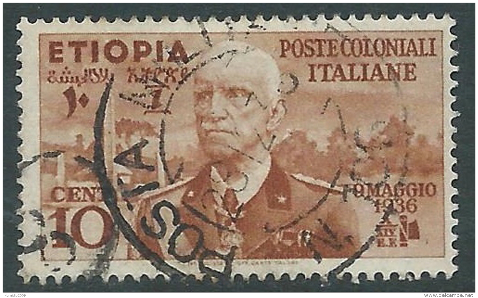 1936 ETIOPIA USATO EFFIGIE 10 CENT - I45-3 - Ethiopia