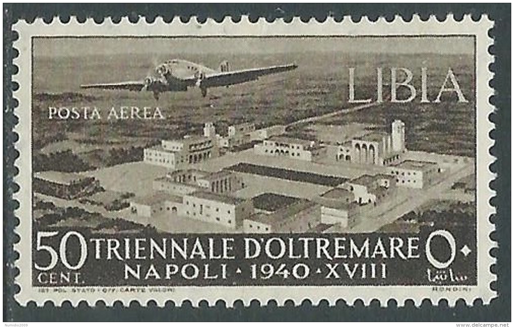 1940 LIBIA POSTA AEREA TRIENNALE OLTREMARE 50 CENT MH * - I45-10 - Libya