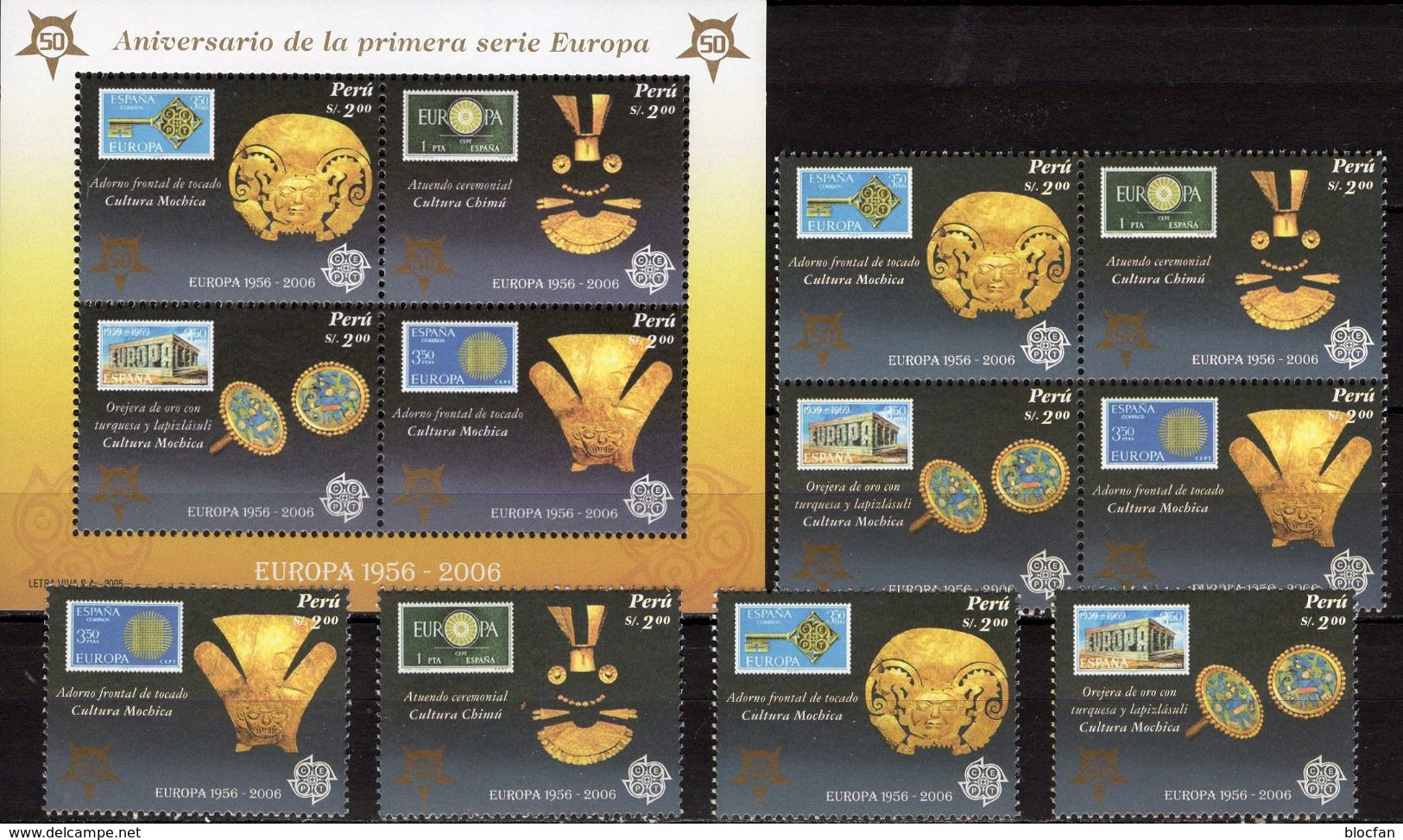 Sets EUROPA 1966+Peru 2030/3,4-Block,Bl.32 ** 29€ Boot Mit Segel Hoja S/s Blocs Sheets M/s Bf 50 Years CEPT 2006 - Collections, Lots & Séries