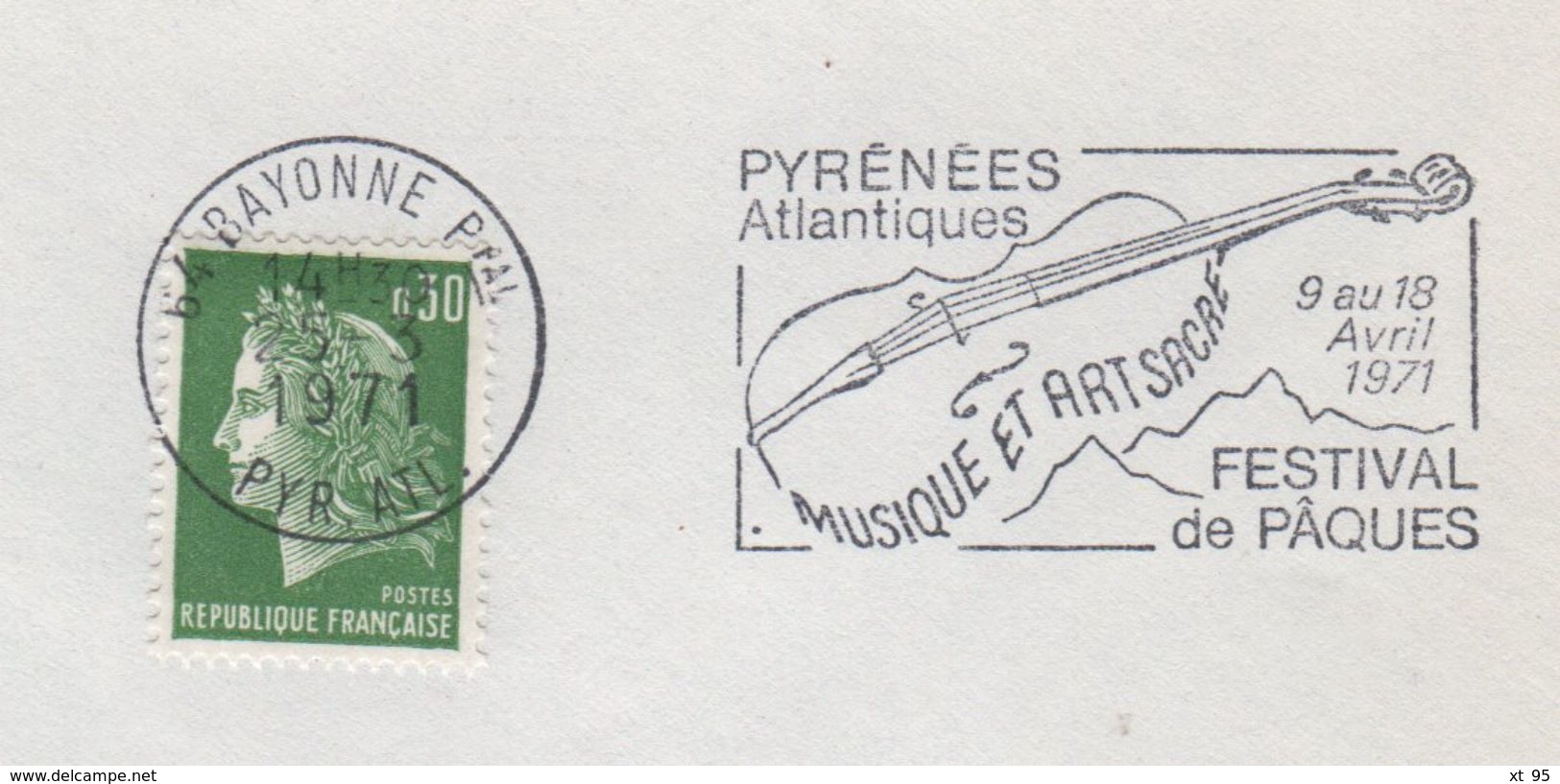 Bayonne - Musique Et Art Sacre - Festival De Paques - 1971 - Mechanical Postmarks (Advertisement)