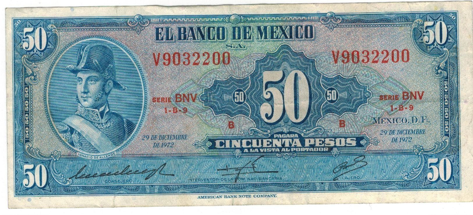 Mexico 50 Pesos 1972,  Crisp VF. - Mexico