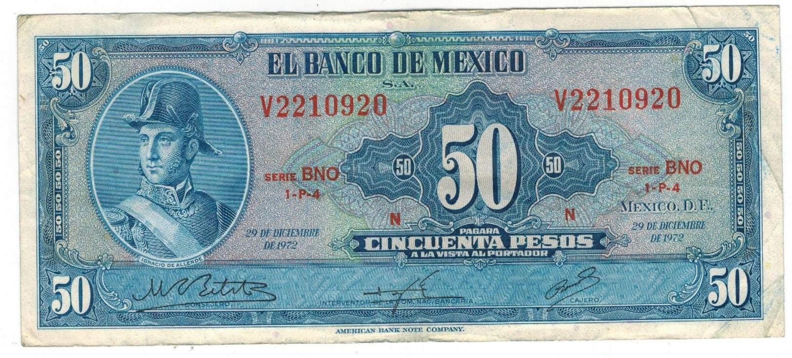 Mexico 50 Pesos 1972,  Crisp VF. - Mexico