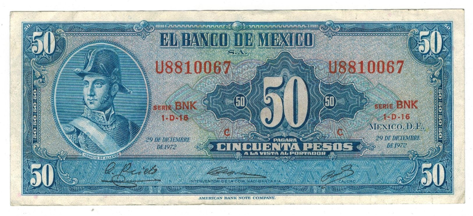 Mexico 50 Pesos 1972,  Crisp VF+. - Mexico