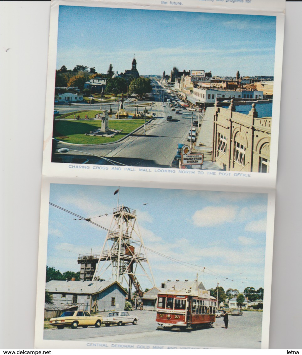 Australia VICTORIA BENDIGO City Views Trams Cars Chinese Joss House Nucolorvue Postcard View Folder C1970s - Bendigo