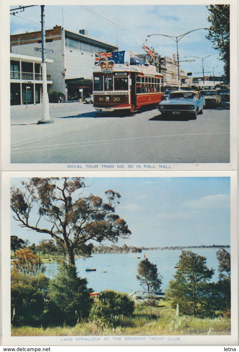 Australia VICTORIA BENDIGO City Views Trams Cars Chinese Joss House Nucolorvue Postcard View Folder C1970s - Bendigo