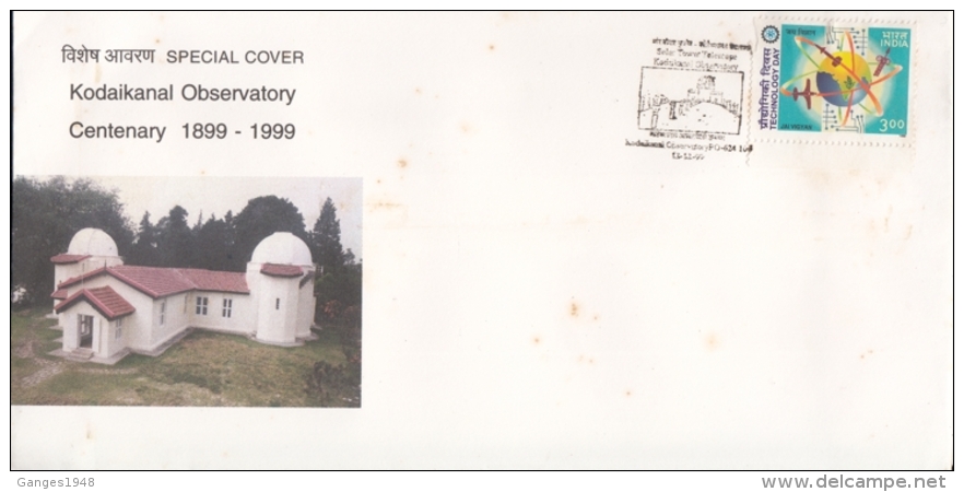 India  1999  Astronomy  Kodaikanal Observatory Cover  ODD STAIN SPOTS  #  08968  Inde Indien - Astronomy