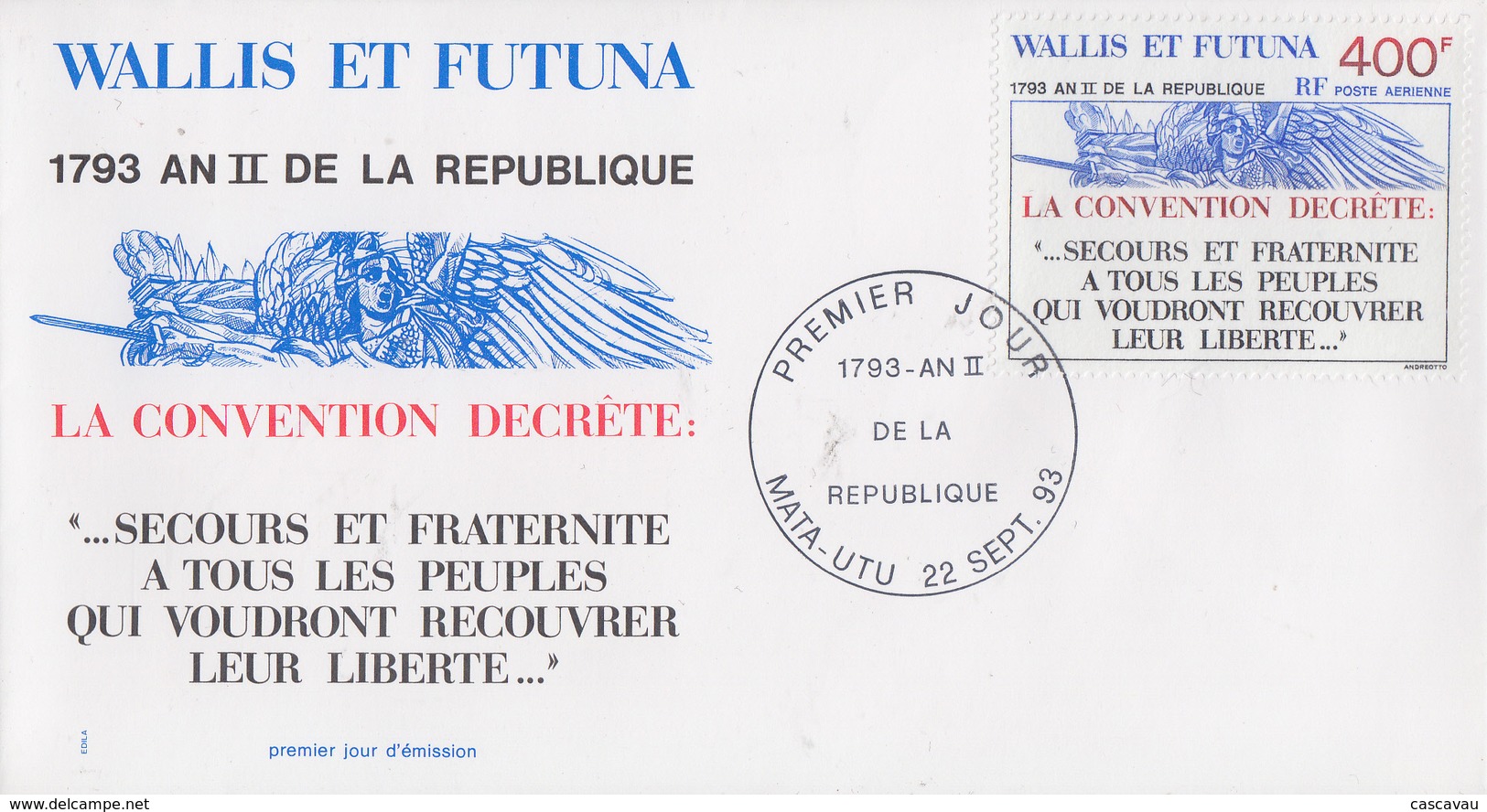 Enveloppe  FDC  1er  Jour    WALLIS  Et  FUTUNA    1793  An  II  De  La  République   1993 - FDC