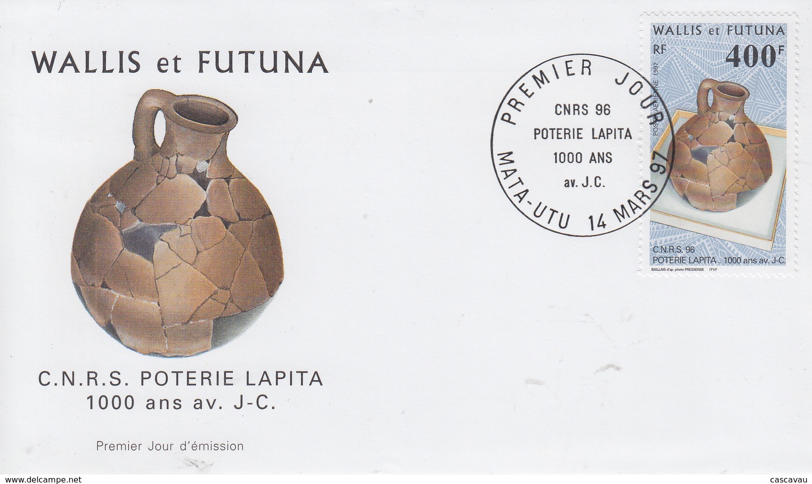 Enveloppe  FDC  1er  Jour   WALLIS  ET  FUTUNA    C.N.R.S    Poterie  LAPITA    1997 - FDC