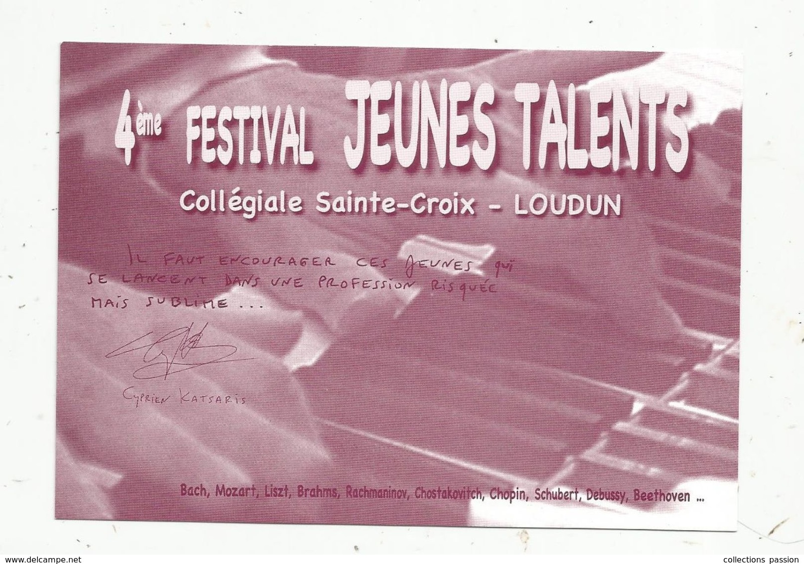 Cp, 86 , LOUDUN , 4 E Festival JEUNES TALENTS , Collégiale Sainte Croix , Musique ,Bach , Mozart... - Music And Musicians