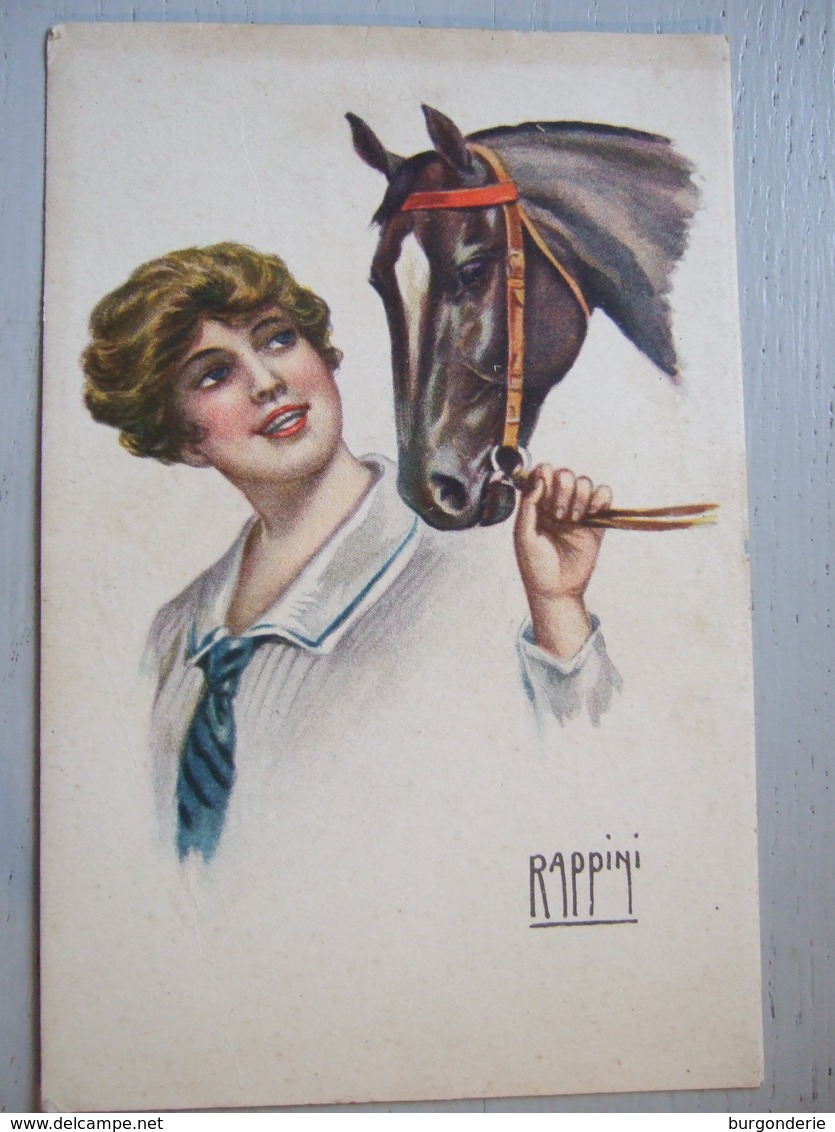 RAPPINI / JEUNE FEMME TENANT LA BRIDE DE SON CHEVAL  / BELLE CARTE 1918 - Autres & Non Classés