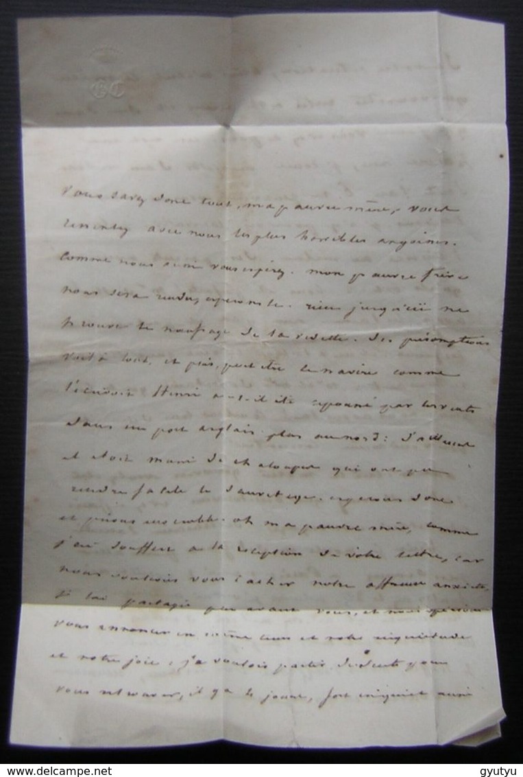 Naufrage De "la Vedette" à Miquelon (1841) Disparition Du Commandant De Cintré, émouvante Lettre De Son Frère à Sa Mère - Manuscrits