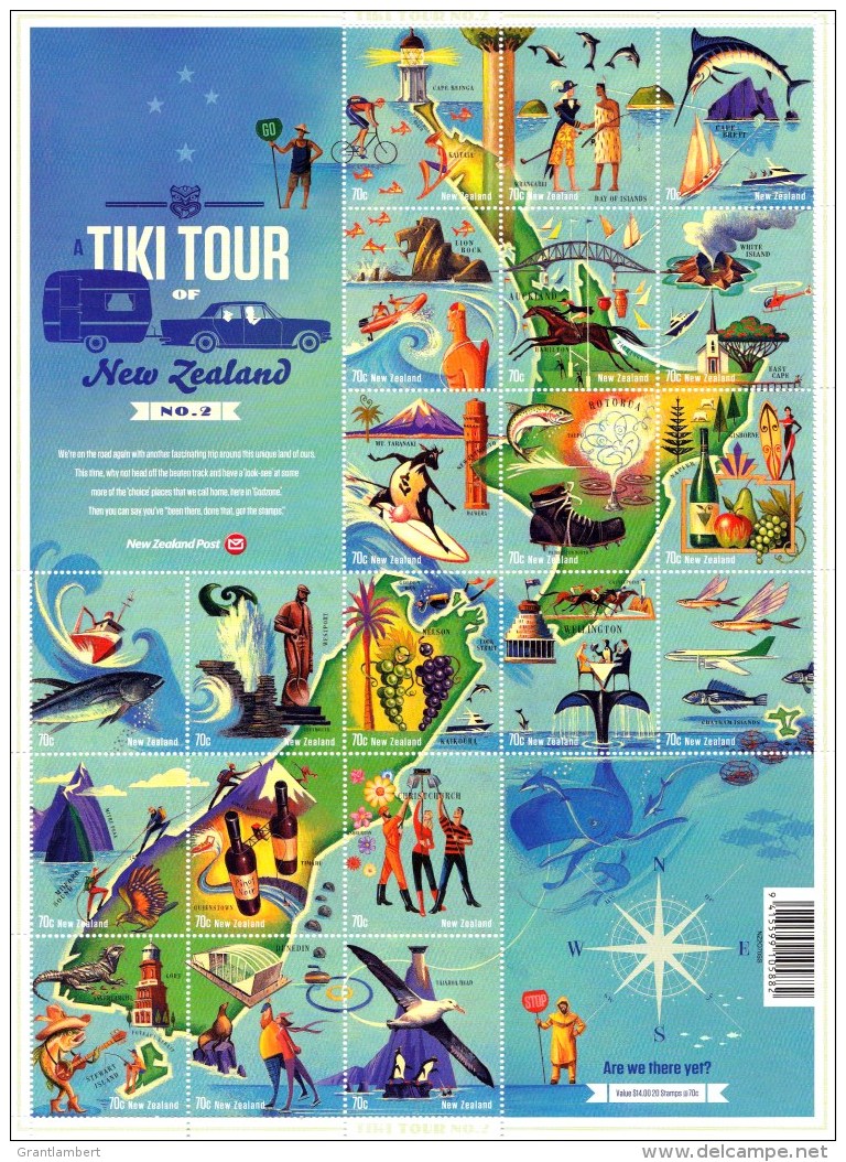 New Zealand 2012 Tiki Tour Large Sheet MNH - Unused Stamps