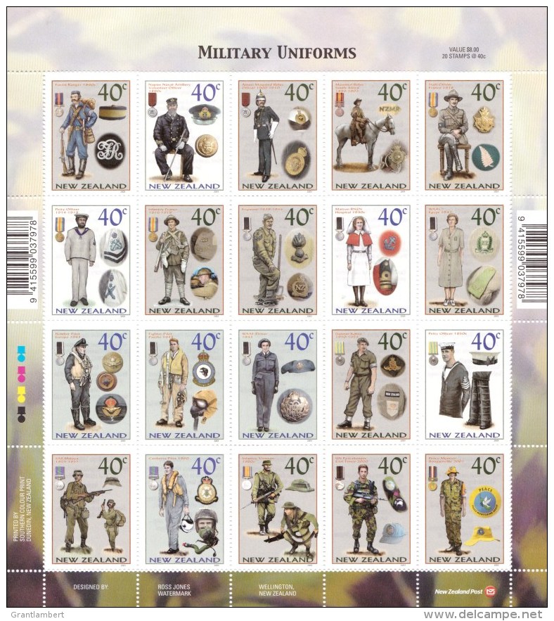 New Zealand 2003 Military Uniforms Sheet MNH - See Notes - Unused Stamps