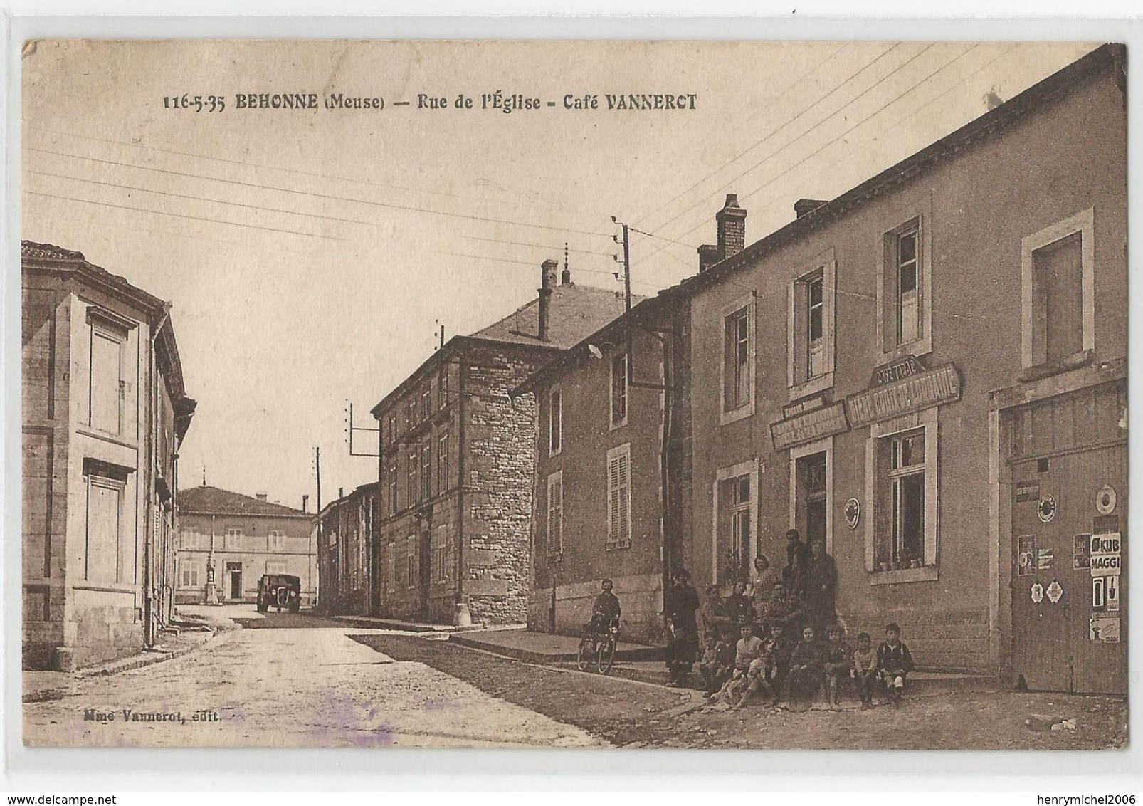 55 Meuse - Behonne Rue De L'église Café Pub Bière Croix De Lorraine 1936 - Andere & Zonder Classificatie