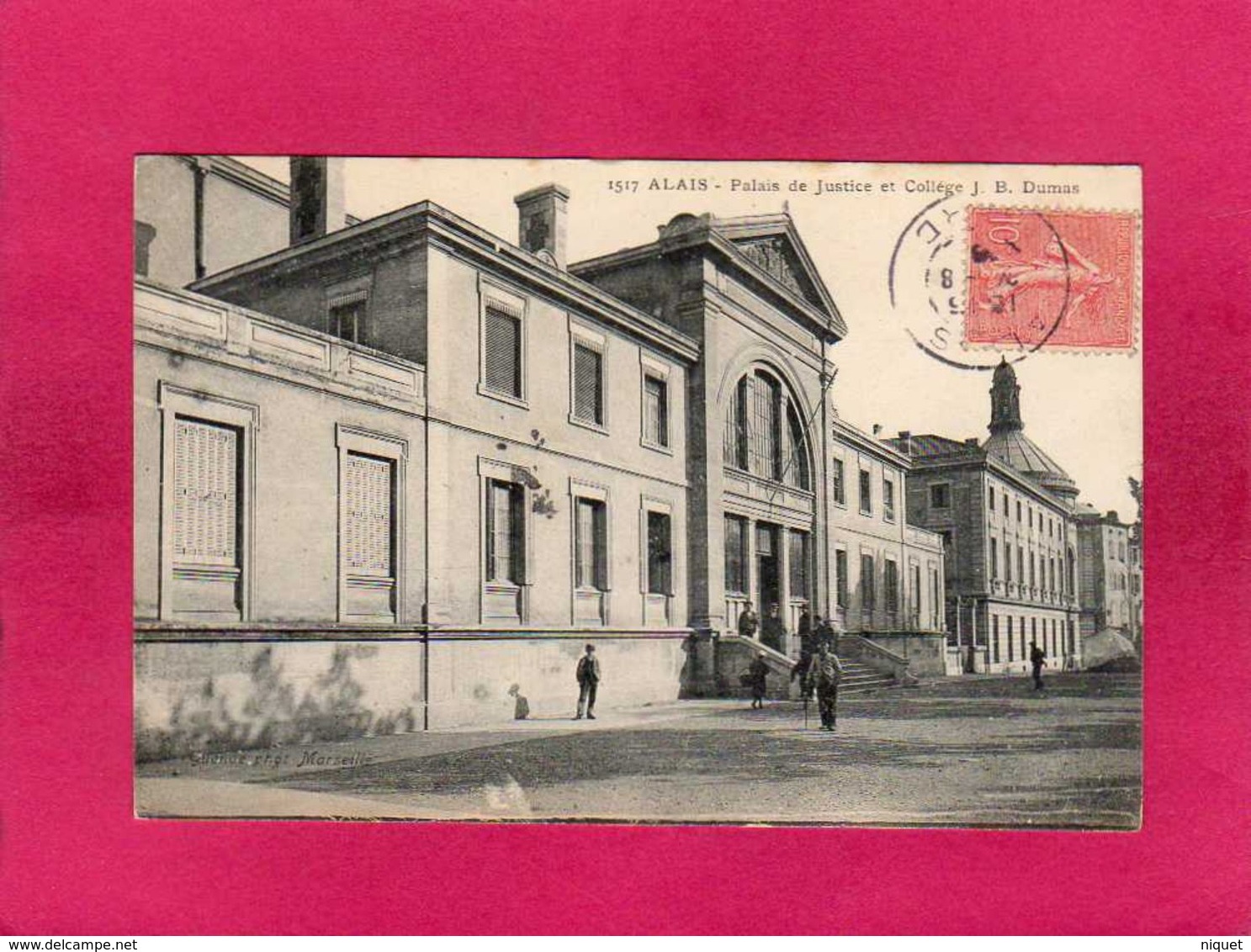 30 Gard, Alais, Palais De Justice Et Collège J. B. Dumas, Animée, 1908, (Guende) - Alès