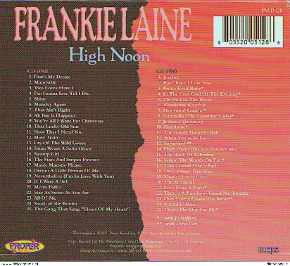 Frankie LAINE - High Noon - 2 CD - PROPER RECORDS - Doris DAY - Sonstige & Ohne Zuordnung