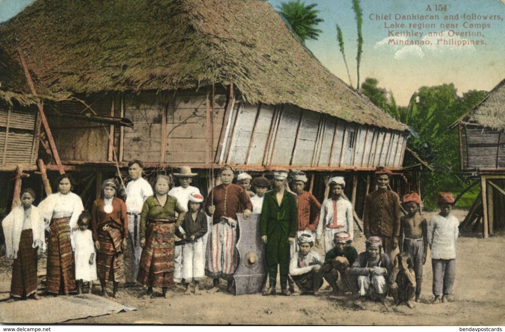 Philippines, Mindanao, Chief Dankiacan And Followers, Native Chief 1911 Postcard - Philippines