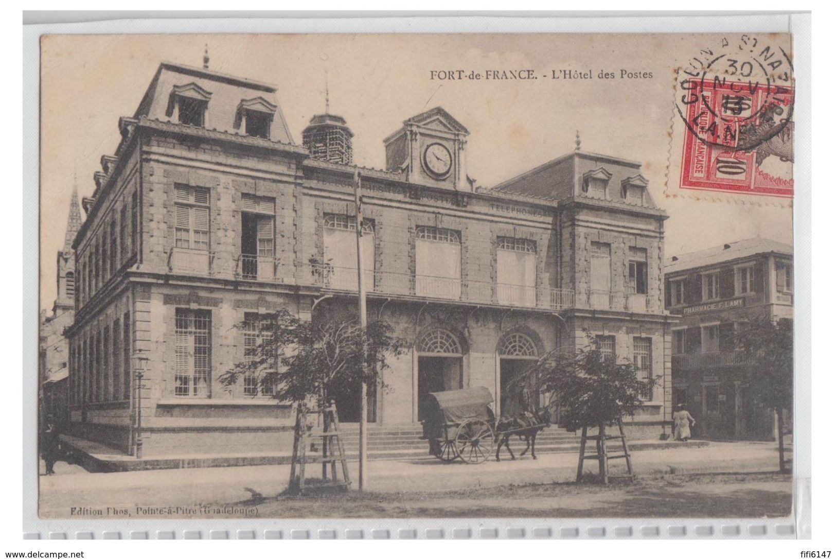 FRANCE--MARTINIQUE--POSTE MARITIME--CARTE POSTALE OBLITEREE "COLON A ST NAZAIRE  L.A. N°1" --VERS LA BELGIQUE--1913-- - Briefe U. Dokumente