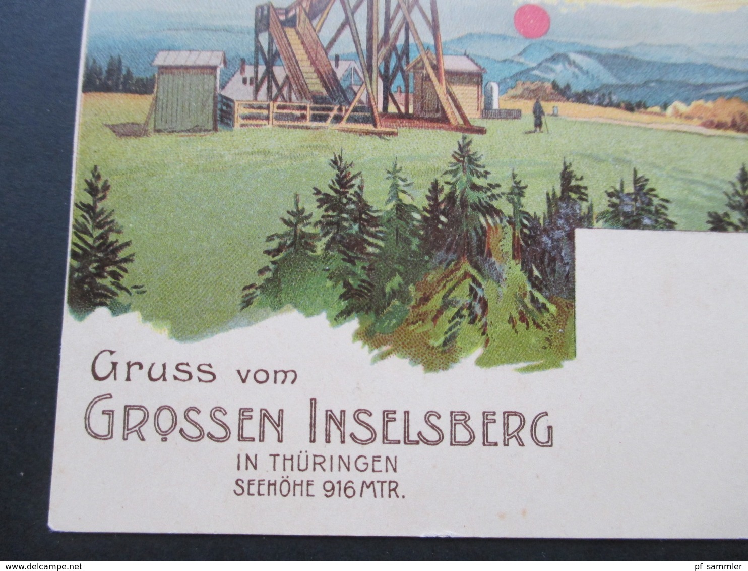 AK Litho Um 1900 Gruss Vom Grossen Inselsberg In Thüringen. Preussischer Gasthof. Sonnenaufgang - Saluti Da.../ Gruss Aus...