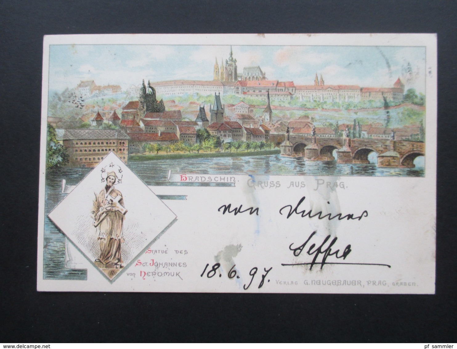 AK Litho 1897 Mehrbildkarte Gruss Aus Prag. Nach Pilsen Gesendet! Verlag G. Neugebauer - Gruss Aus.../ Gruesse Aus...