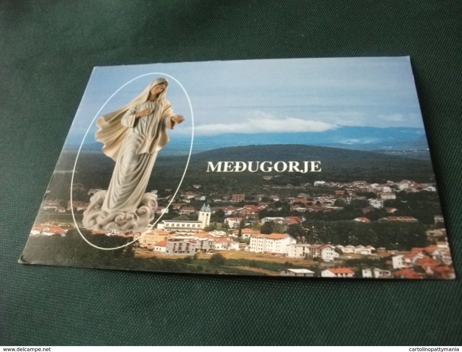 STORIA POSTALE  FRANCOBOLLO BOSNIA MEDUGORJE MADONNA STATUETTA VEDUTA AEREA - Bosnia Erzegovina