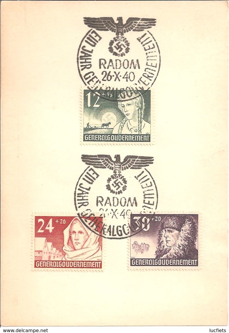 Propagandakaart één Jaar Generalgouvernement. Radom 26/04/1940. - Storia Postale