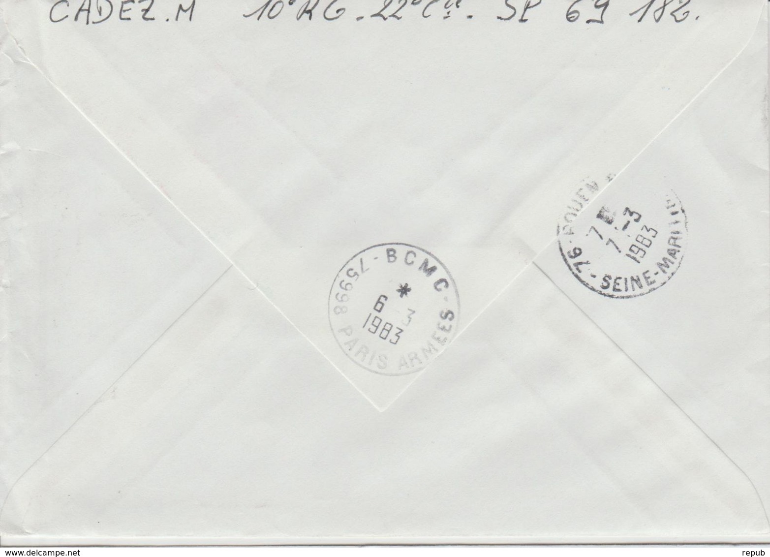 France Lettre Recommandée Année 1983 SP69-840 Pour Rouen - Military Postmarks From 1900 (out Of Wars Periods)