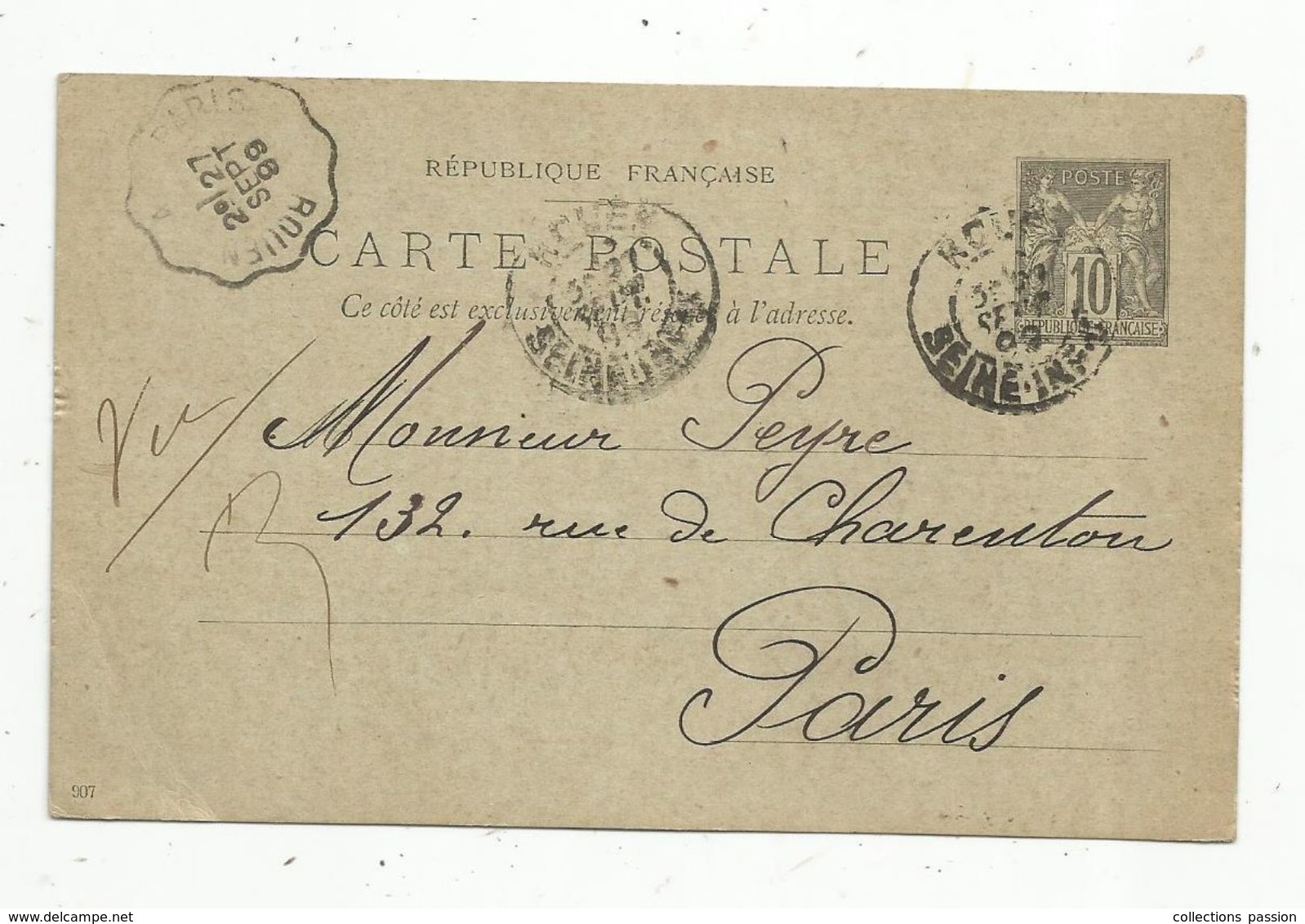 Sur Carte Postale , ENTIER POSTAL , ROUEN , 1899 - Cartes Postales Types Et TSC (avant 1995)