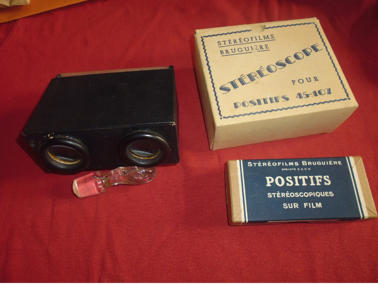 Stereofilms Bruguiere-stereoscope Pour Positif 45-107 + Une Boite De Vues Paris La Nuit - Stereoscopes - Side-by-side Viewers