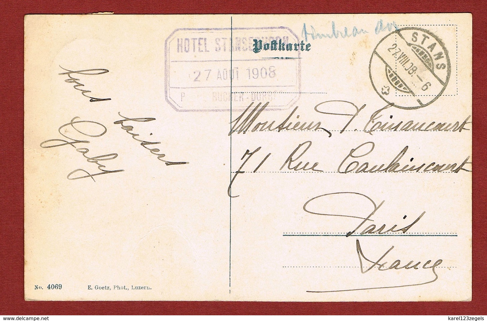 Stanserhorn Im Frühsommer, Animiert, Gelaufen 1908 Verso Stempel Hotel Stanserhorn - Stans