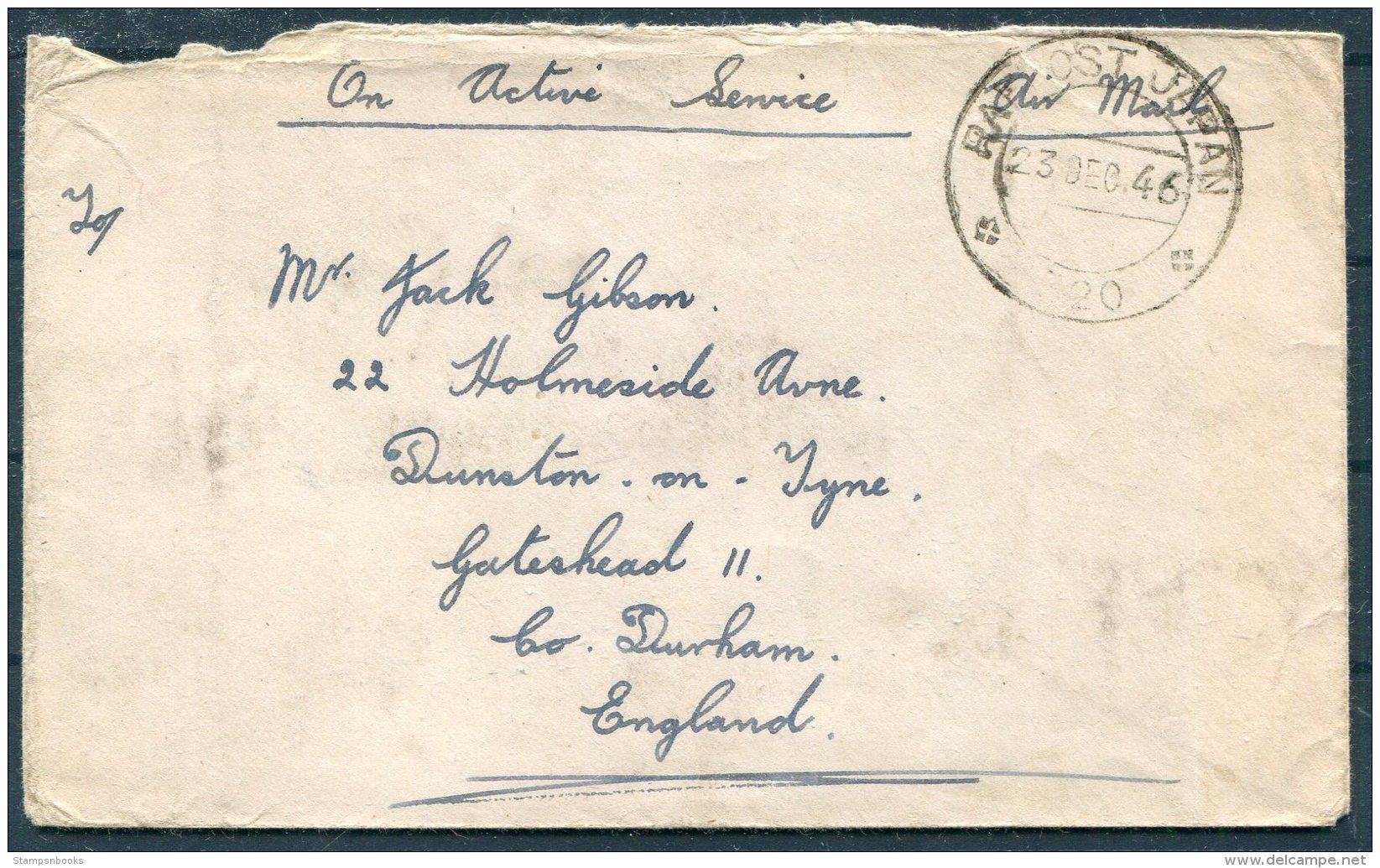 1946 GB British Forces B.C.O.F. Japan Occupation OAS Military Cover - Gateshead RAF POST - Covers & Documents