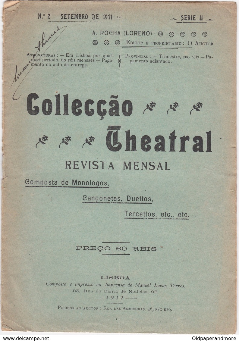 PORTUGAL MAGAZINE - COLLECÇÃO TEATRAL Nº2 - 1911 - Théâtre