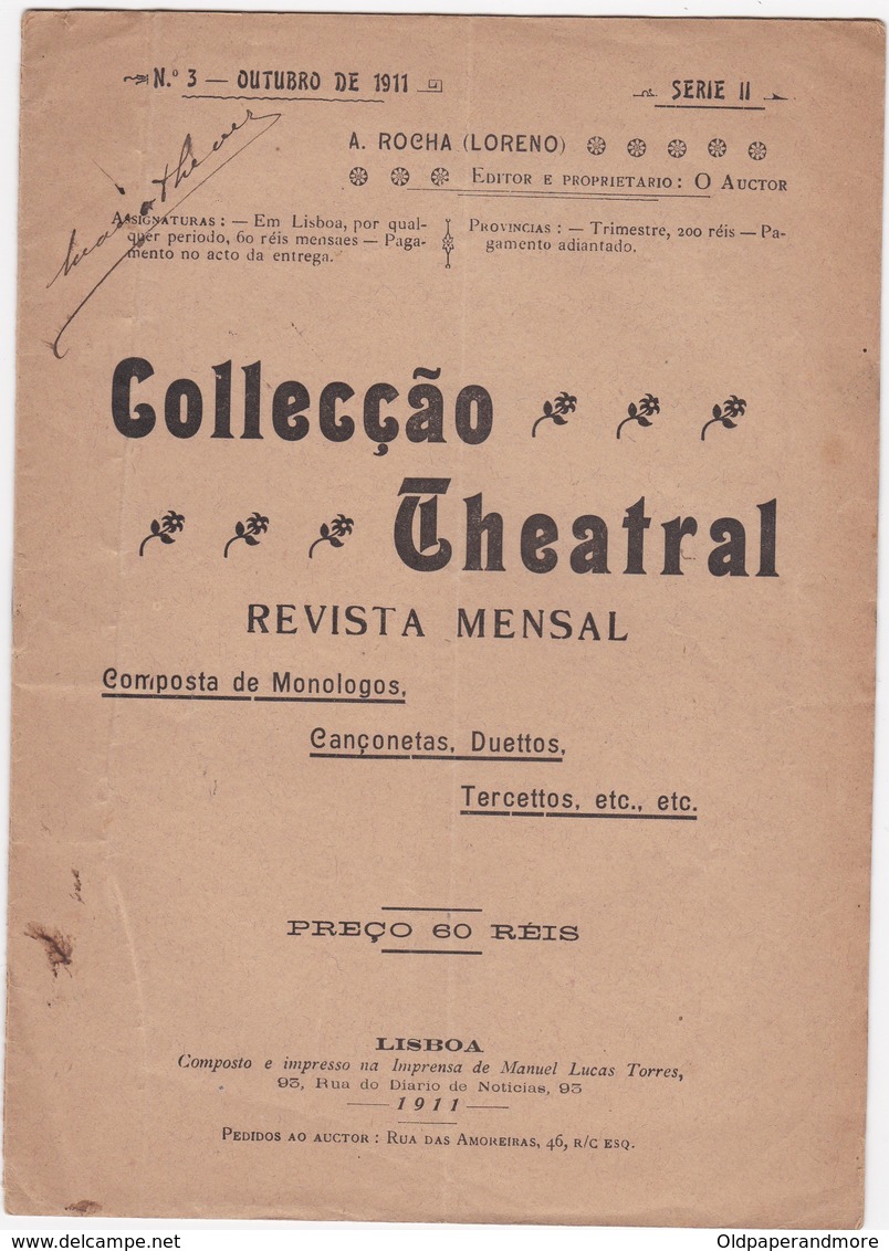 PORTUGAL MAGAZINE - COLLECÇÃO TEATRAL Nº3 - 1911 - Theatre