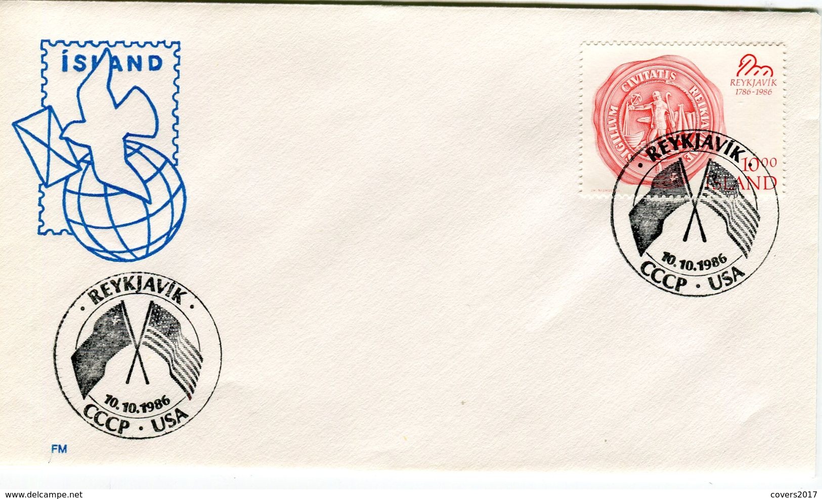 Iceland/Islande/Ijsland/Island Fine Cover 13.X.1986 Special Cancel Regan-Gorbachev Summit Reykjavík - Sonstige & Ohne Zuordnung