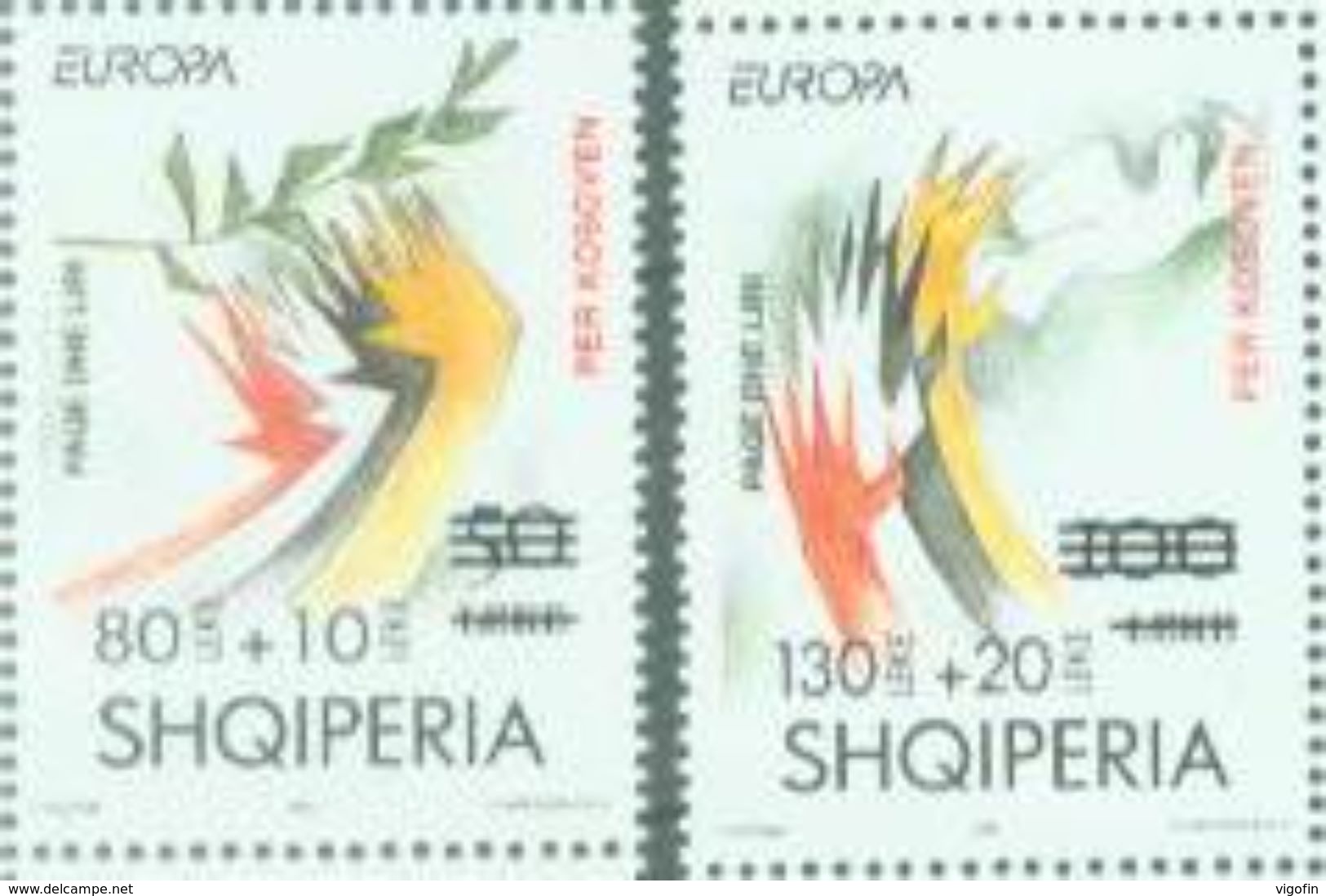 AL 2001-2784-5 EUROPA CEPT OVERPRIN FOR KOSOVO, ALBANIA 1 X 2v, MNH - 2001