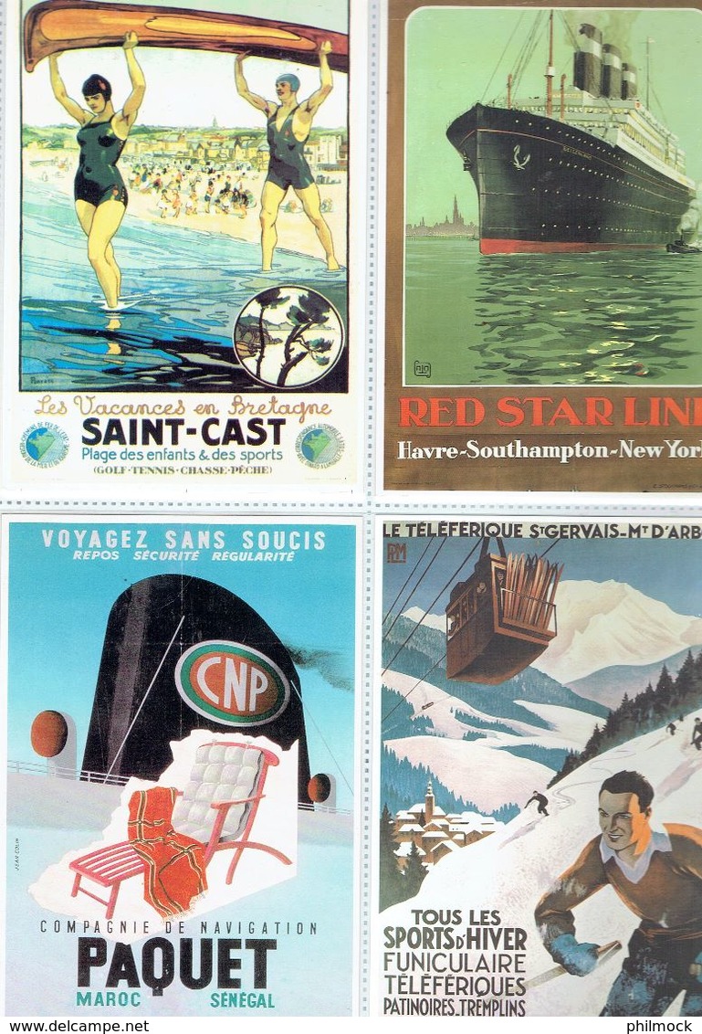 4 Anciennes Pubs - CF Saint-Cast - Red Star Line Havre - P.L.M. St-Gervais-Mt D'Arbois - Cie Navigation Paquet - Maritieme Decoratie