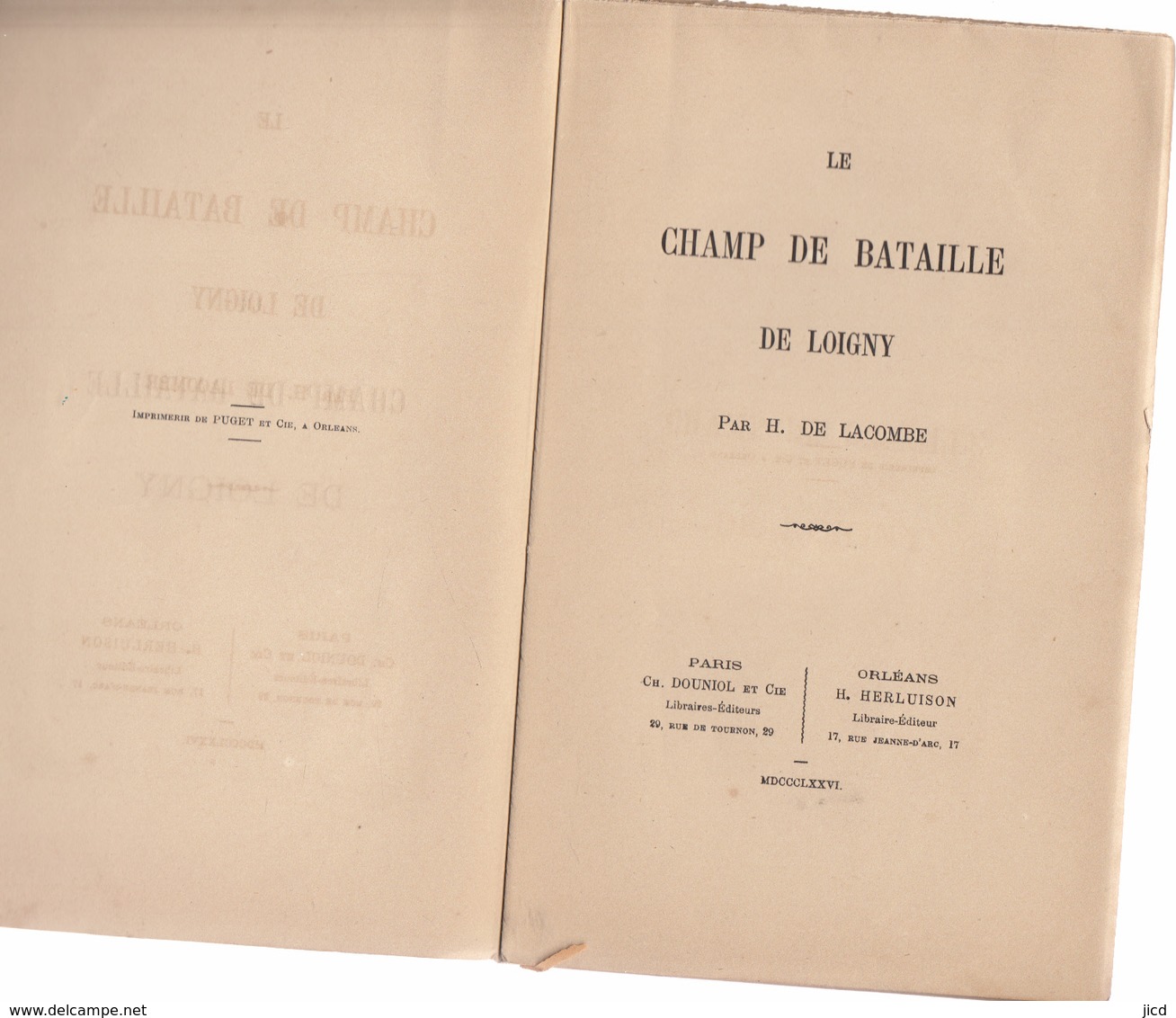 Livre -251-    Le-champ-de-bataille-de-loigny-par-h-de-lacombe-en-1876-EO - 1801-1900