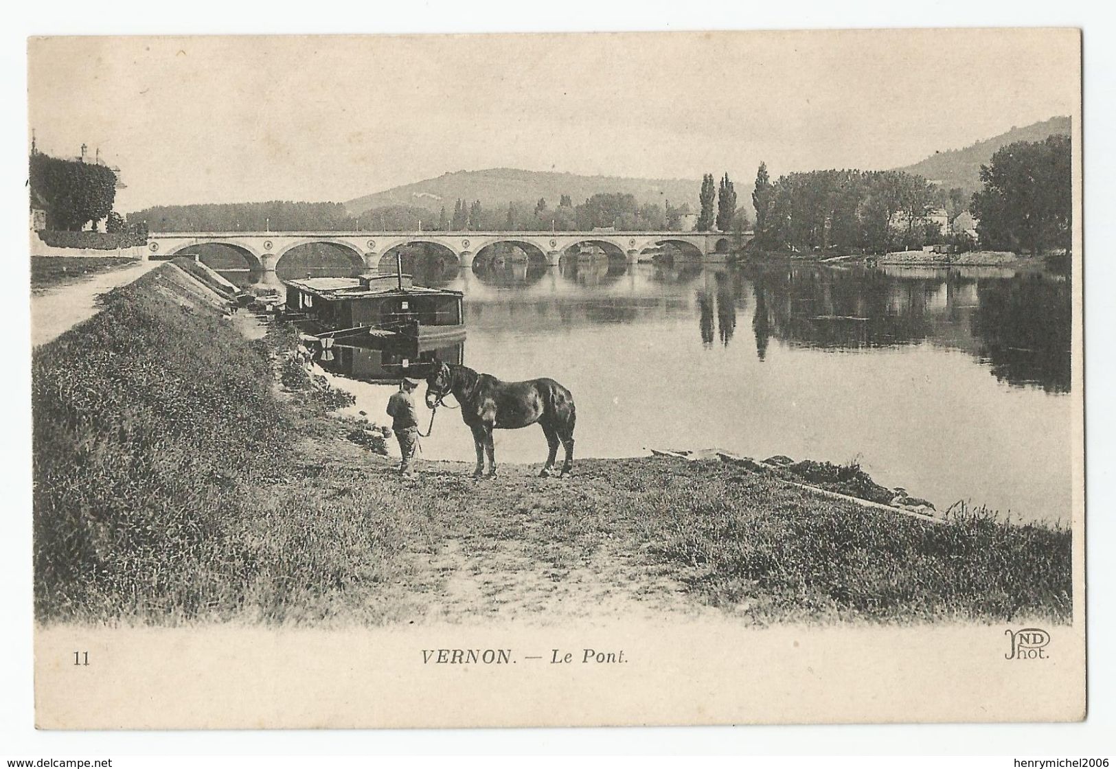 27 Eure Vernon Le Pont Péniche Cheval - Vernon