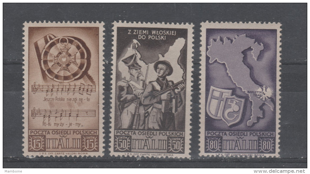 Pologne  Timbres - Vignettes  Du 2° Corps Polonais En Italie = 3 Valeurs Neuves  X  X - Verschlussmarken Der Befreiung