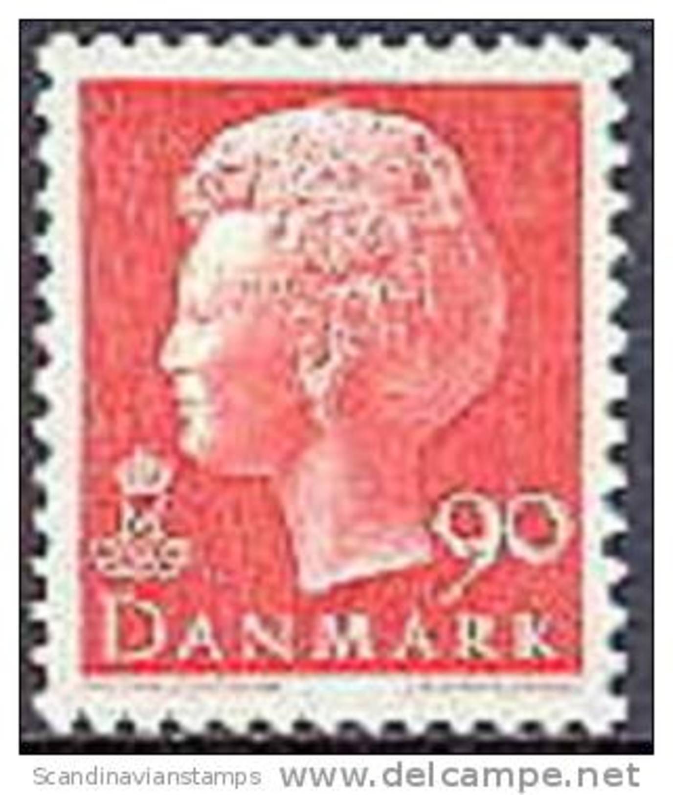 DENEMARKEN 1974 90õre Margrethe I Fluorescerend Rood PF-MNH-NEUF - Neufs