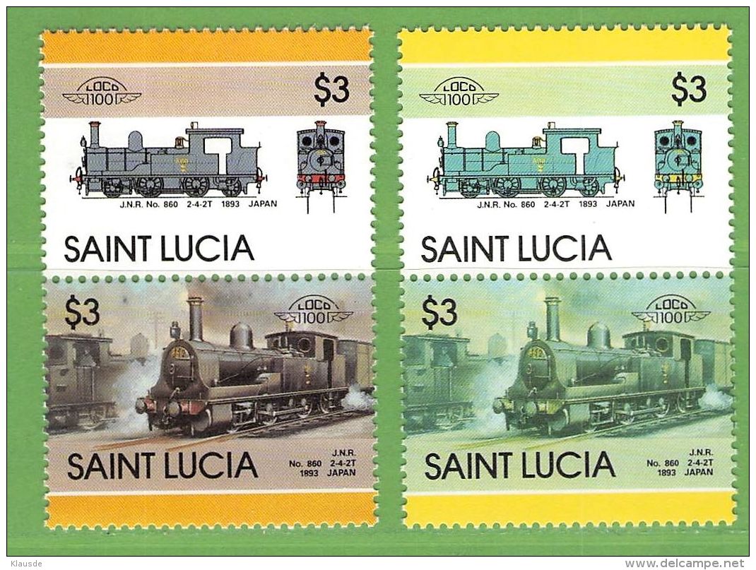 MiNr.828-829 Xx Senkr.Zsdr.-Paar Fehlender Druck Der Farbe Rot - St.Lucia (1979-...)