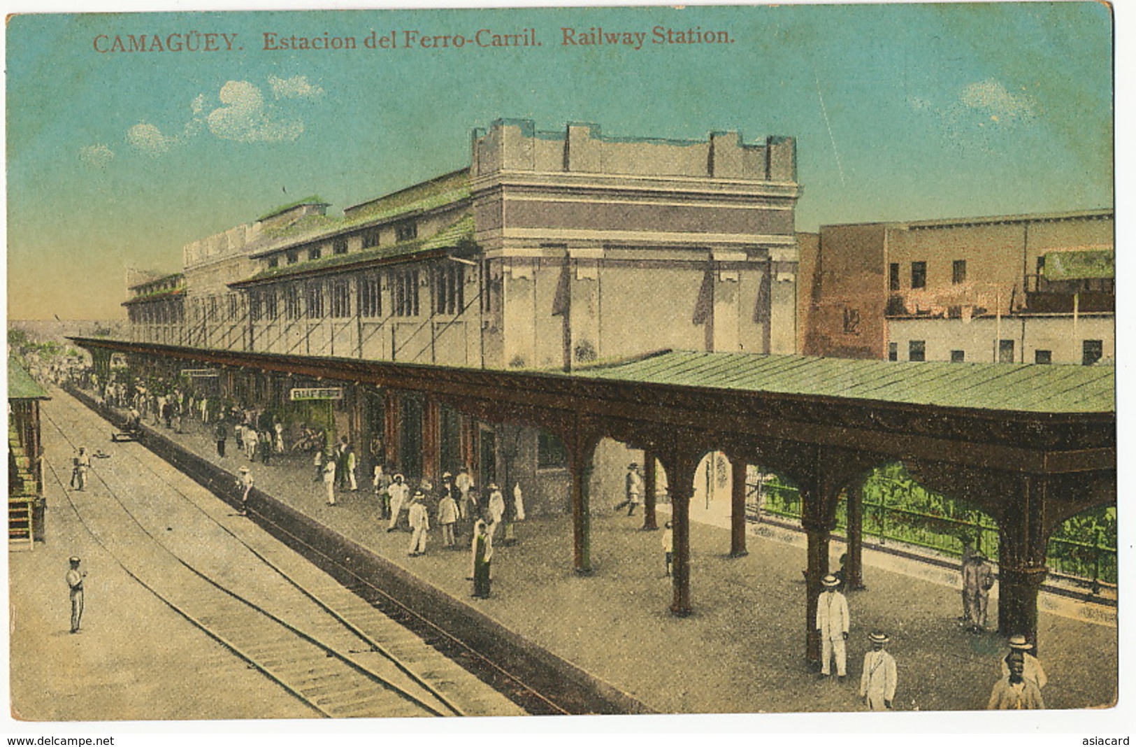 Camaguey Estacion Del Ferro Carril Railway Station  Used From Delicias To Farmacia Las Mercedes Manzanillo - Cuba