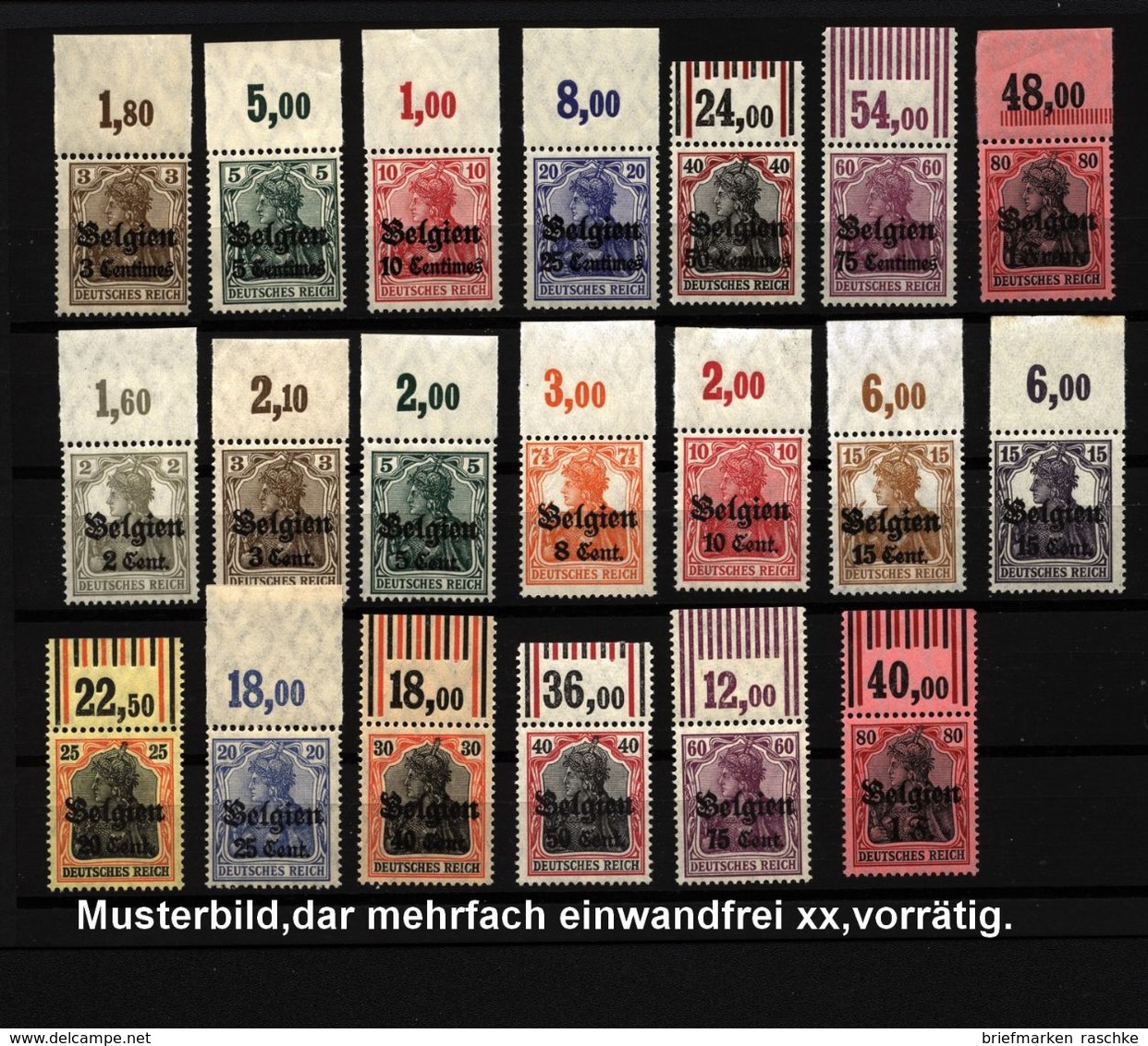 Belgien,Nr-1-7 + 10-22,xx,mit Oberrand,Michel Ca 180,- - Bezetting 1914-18