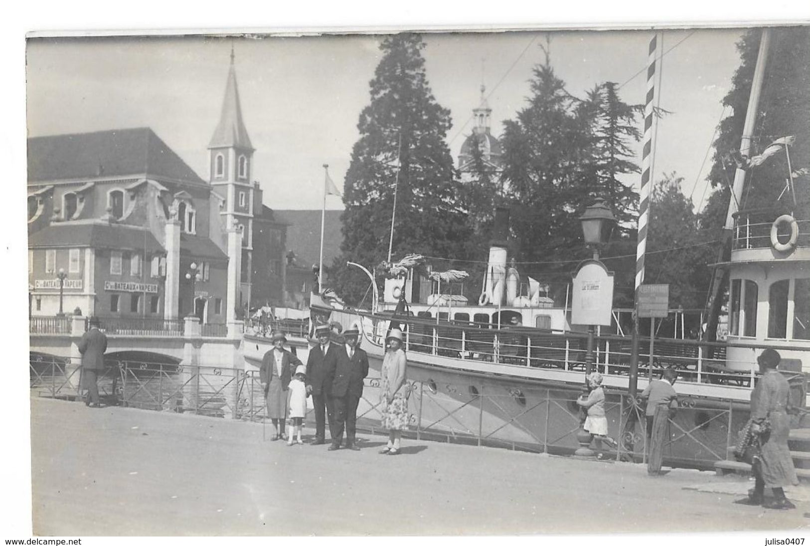 ANNECY (74) Carte Photo Quai Bateau Animation église Saint François - Annecy