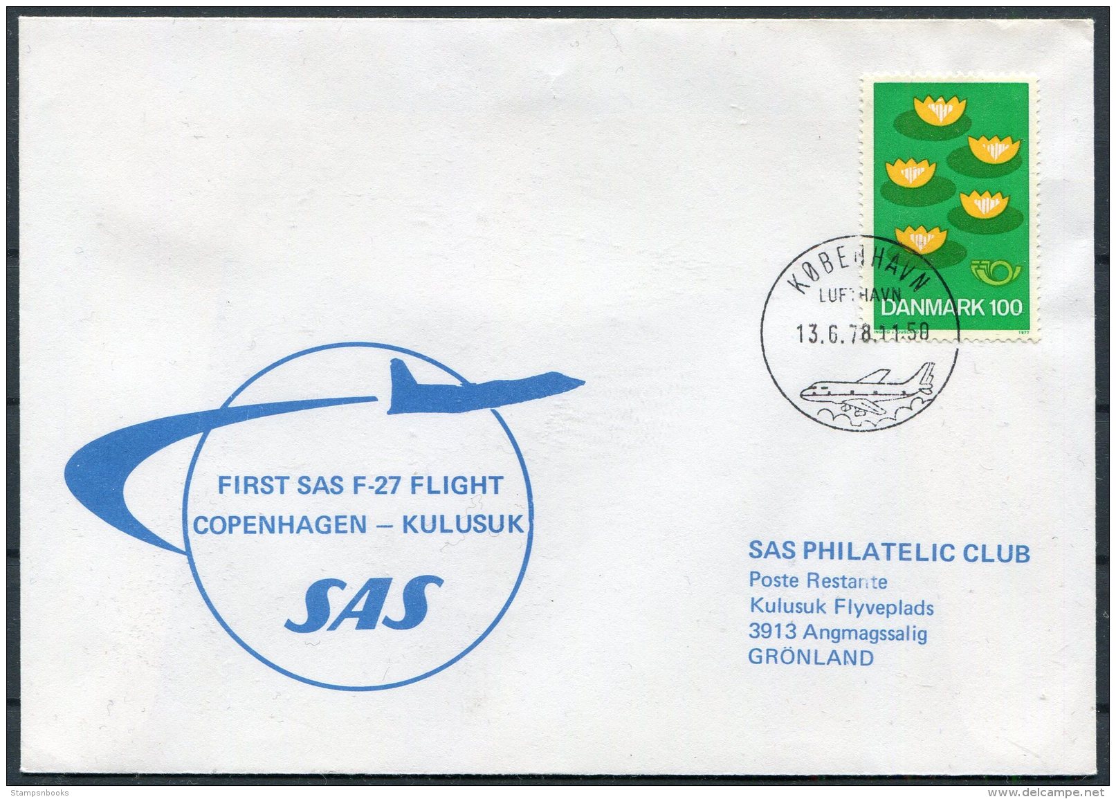 1978 Denmark Greenland SAS First Flight Cover. Copenhagen - Kulusuk - Airmail