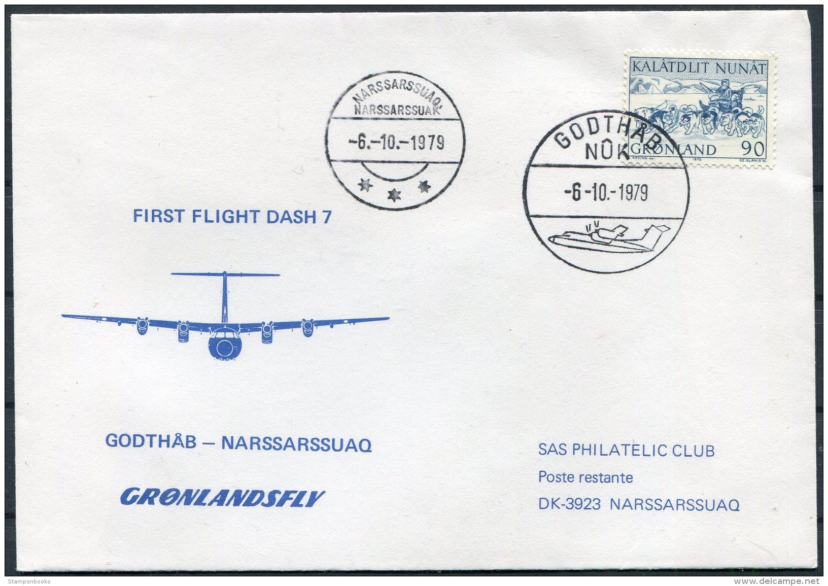 1979 Greenland SAS First Flight Cover. Godthab  - Narssarssuaq. Slania - Covers & Documents