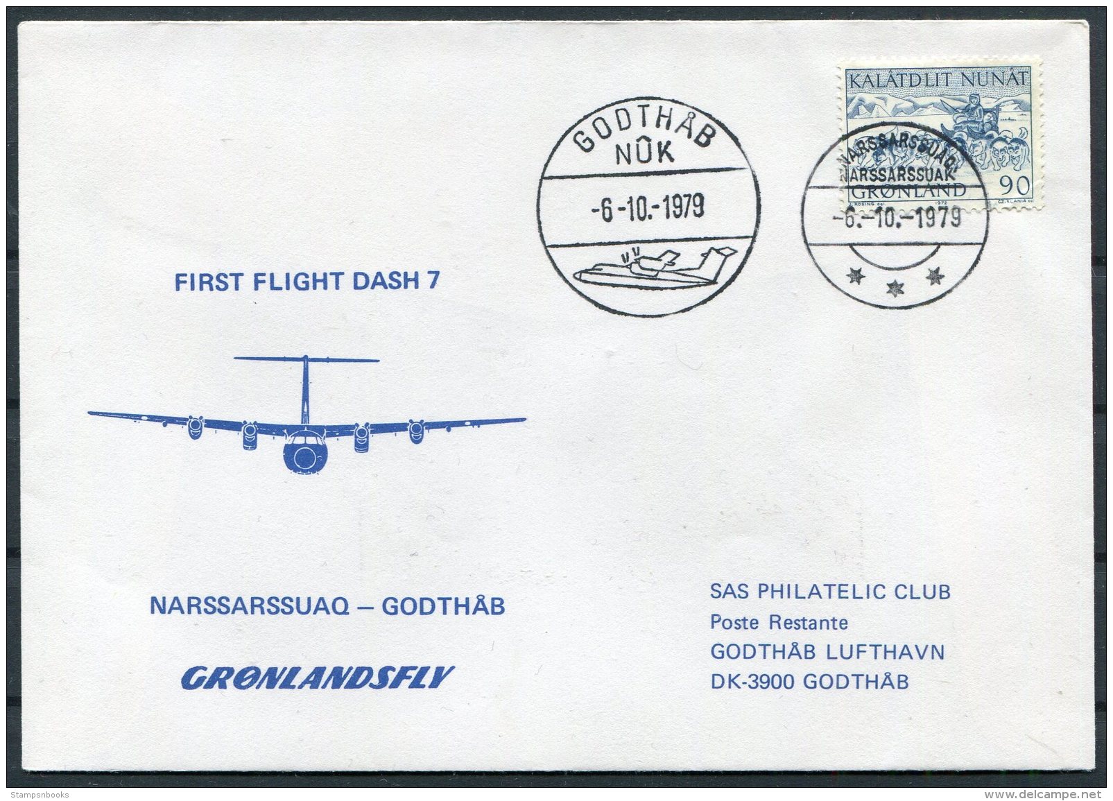 1979 Greenland SAS First Flight Cover. Narssarssuaq - Godthab. Slania - Covers & Documents