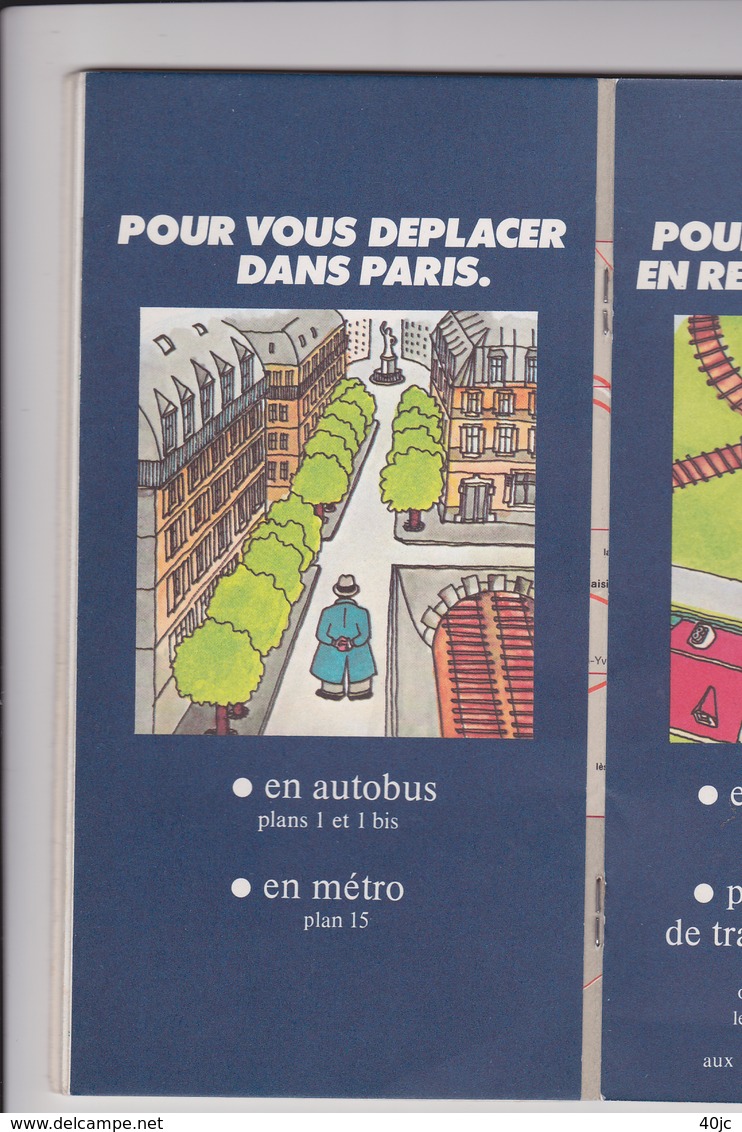 Plan Des Transports En Commun Paris Et Sa Region .Train.Metro.Bus.Car.Ratp.Sncf.Aptr.Octobre 1976. - Autobús & Autocar