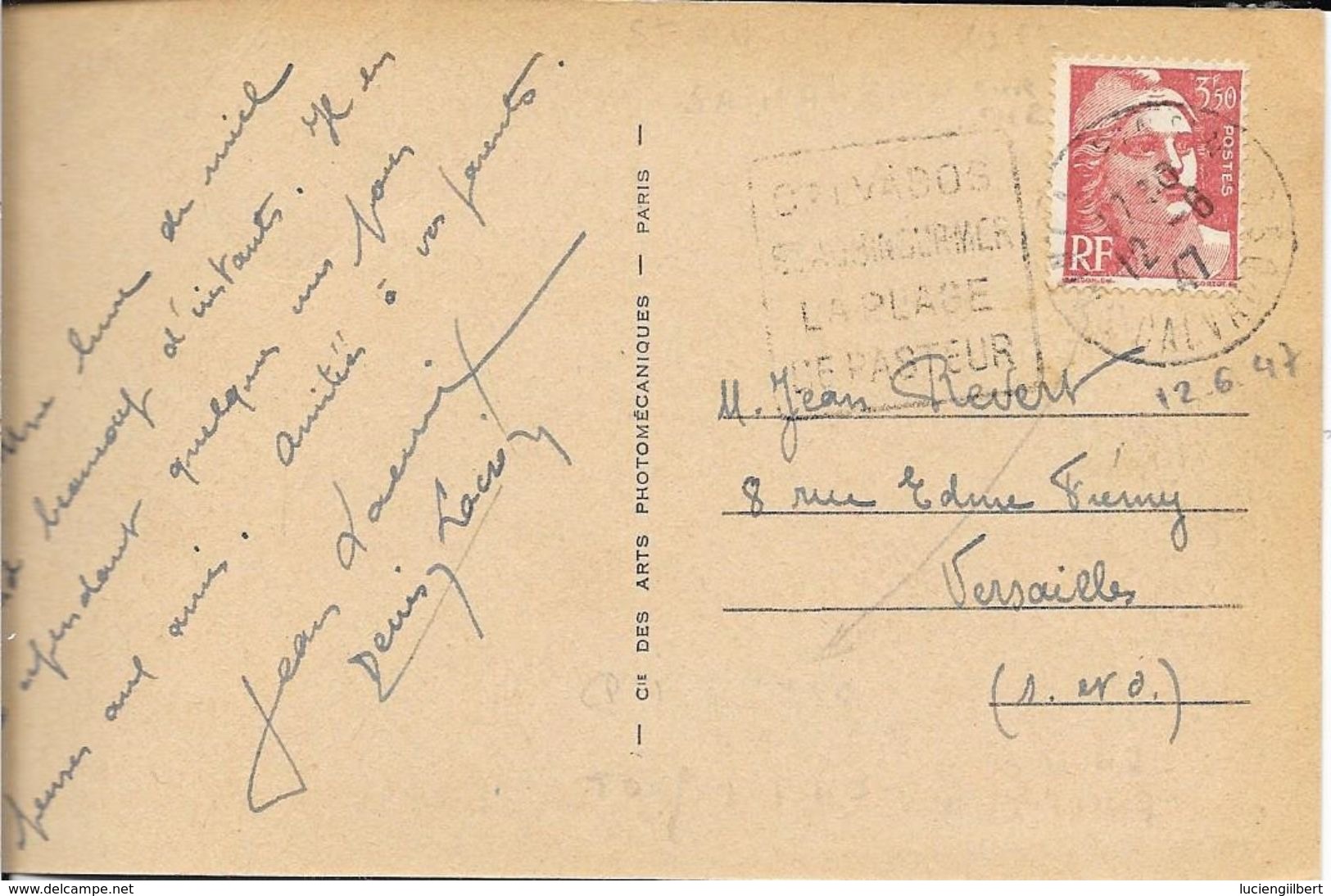 CALVADOS  - ST AUBIN SUR MER  - DAGUIN N° ST AU 405 D  - VOIR DESCRIPTION -  1947 -  CPA PALGE ST AUBIN - Mechanical Postmarks (Advertisement)